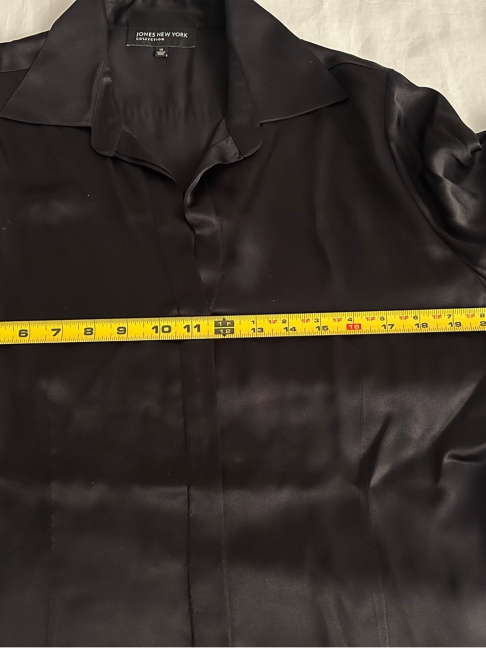 Jones New York Collection, Black, Long Sleeve Silk Blouse, Size 14 - Picture 8 of 16